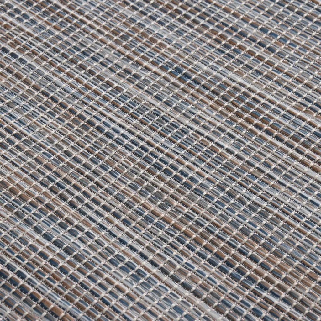 Tappeto da Esterni a Tessitura Piatta 80x150 cm Marrone e blu 340813