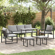 Set Divano da Giardino con cuscino 6 pcs Nero Acciaio 3378954