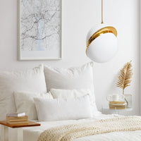 Lampada Da Soffitto Pensile Acrilico Palla Bianco Oro APP481-1CP