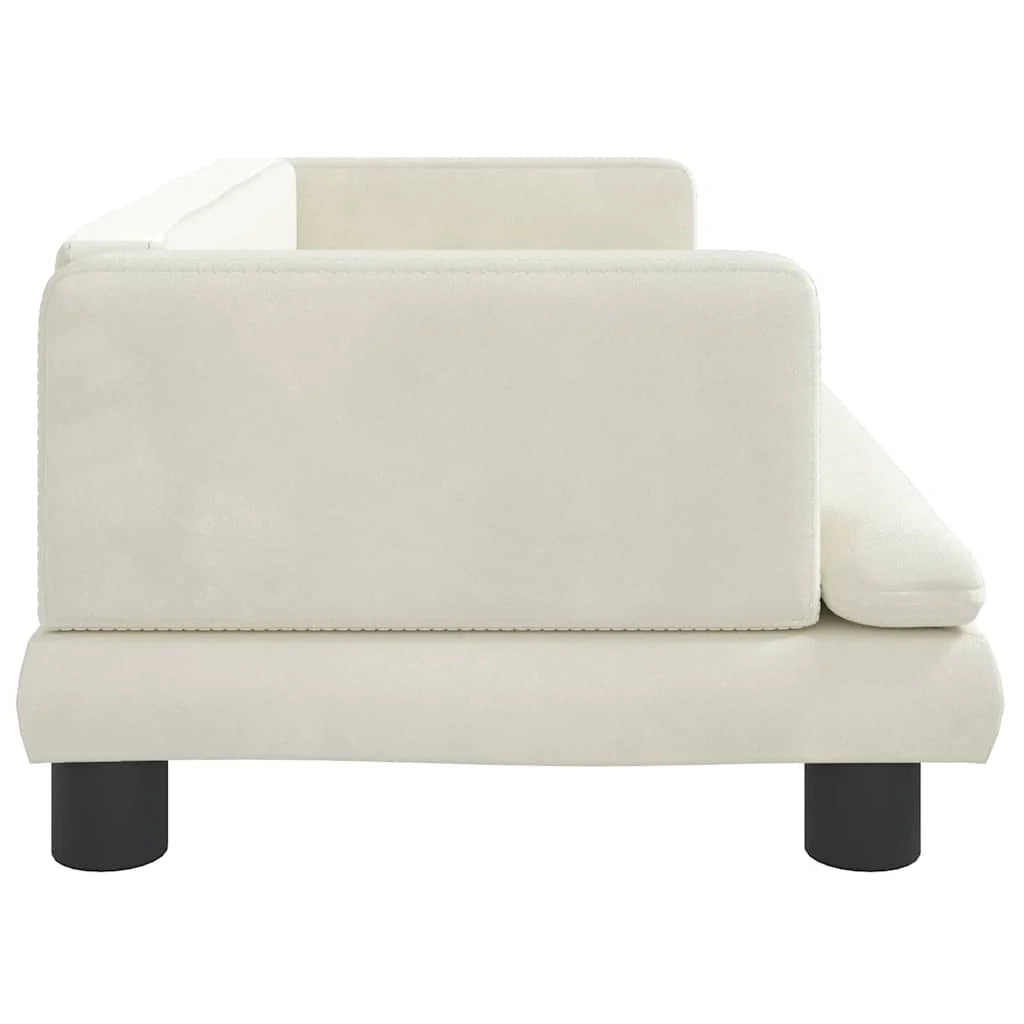Cuccia per cani a forma di cesto comoda 80 x 45 x 30 cm velluto crema 02_0042955