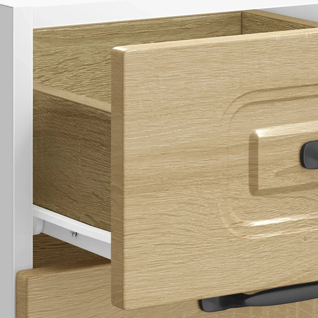 Mobiletto da cucina-Armadio da cucina "Kalmar" Bianco lucido in legno ingegnerizzato 586894