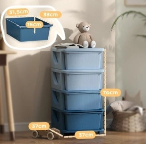 Mobile contenitore per bambini con 4 cassetti e seduta