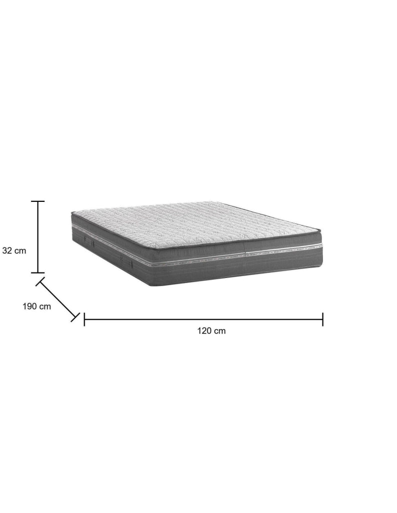 Arial, Materasso Piazza e Mezza Sfoderabile Made in Italy, 190x120x32h cm Grigio