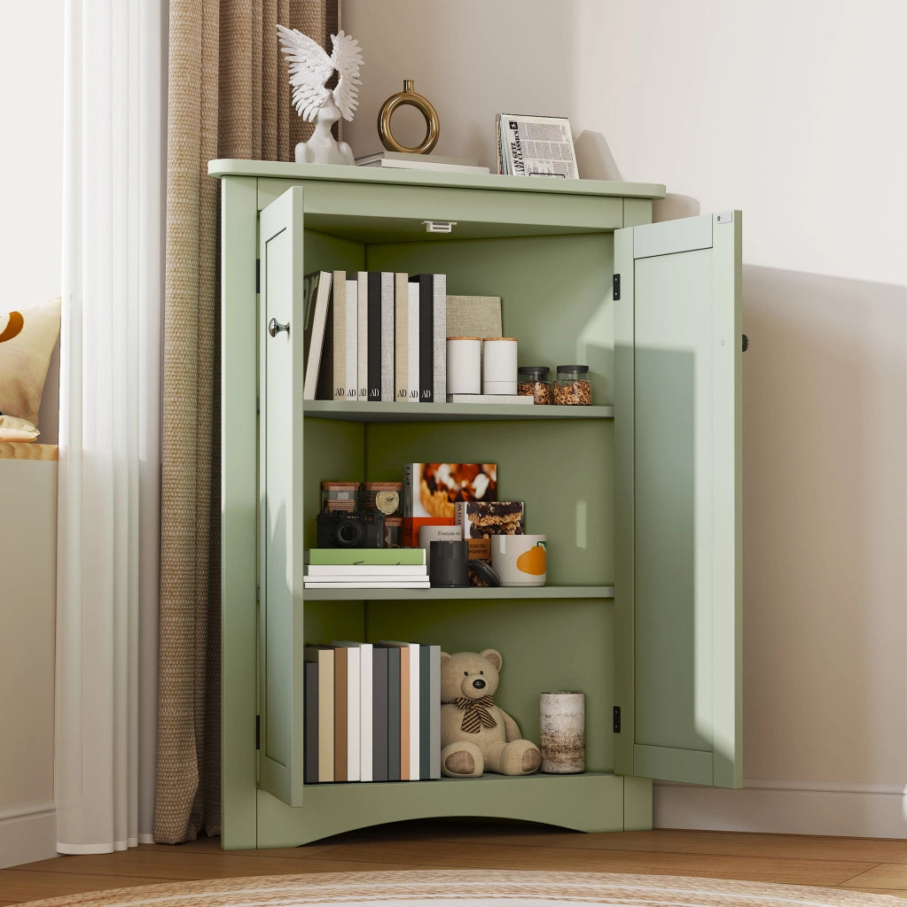 Mobile angolare freestanding a 2 ante; 61;5 × 80 cm; MDF laccato verde