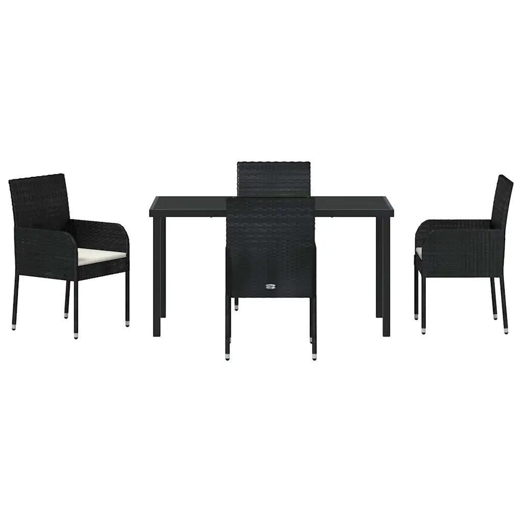 Set da Pranzo per Giardino con cuscino 5 pcs Nero polyrattan 3380101