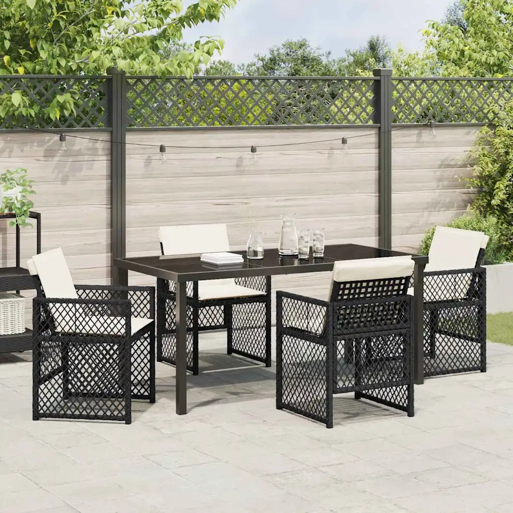 Set da Pranzo per Giardino 5 pcs Nero polyrattan 3380619