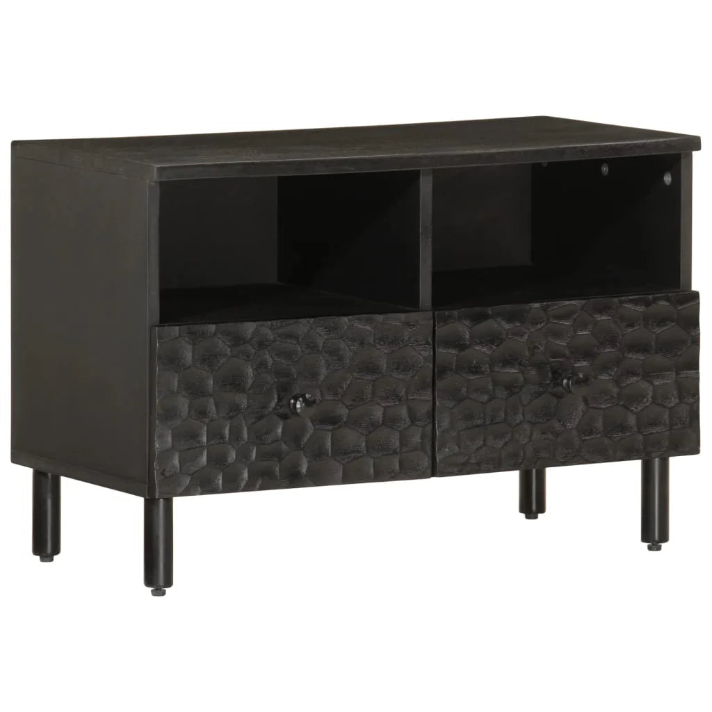 Mobile TV multimediale mensola TV credenza TV sala da pranzo soggiorno camera da letto 70 x 33 x 46 cm legno massello di mango nero 02_0026184