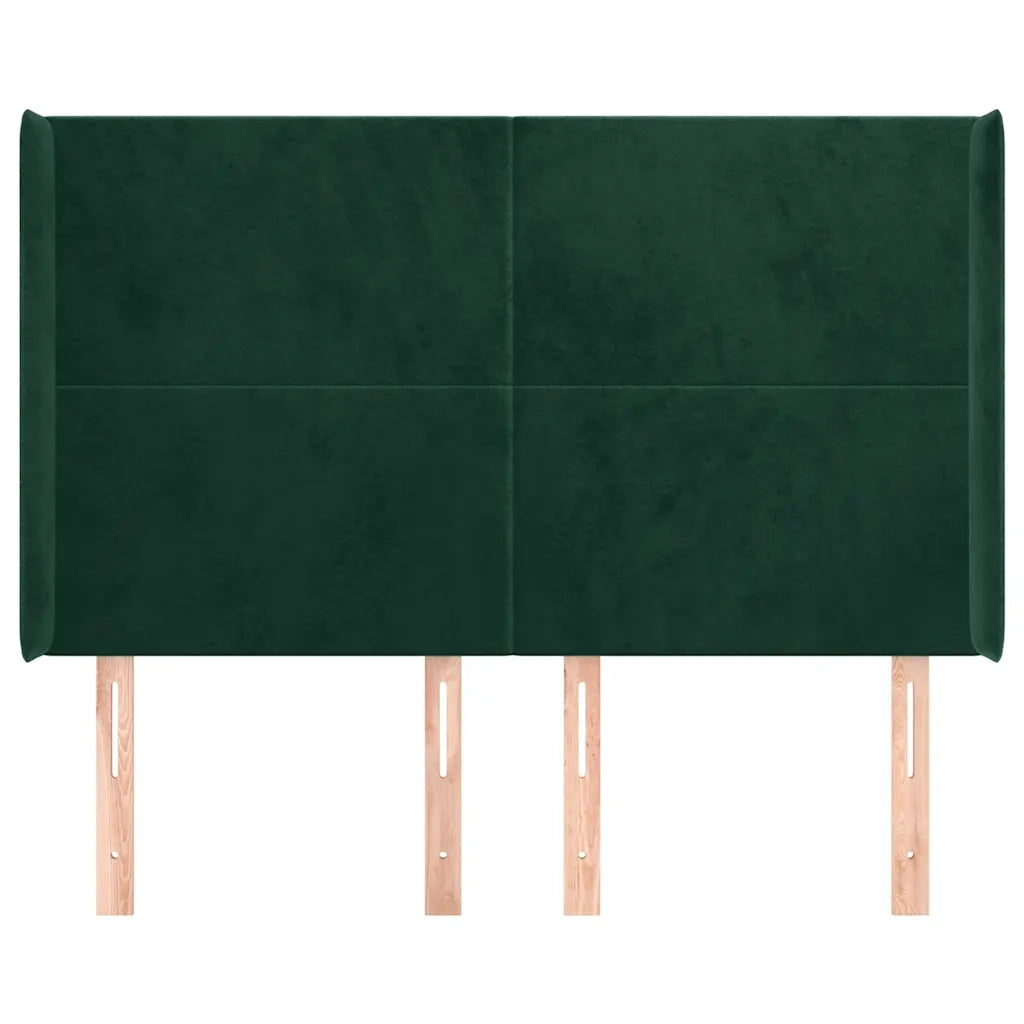 Testiera | Testata ad Orecchio Verde Scuro 147x23x118/128cm in Velluto