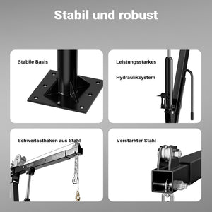 Gruetta per pick up idraulica con verricello max 900 kg 1800 mm girevole a 360° Mini gru di sollevamento