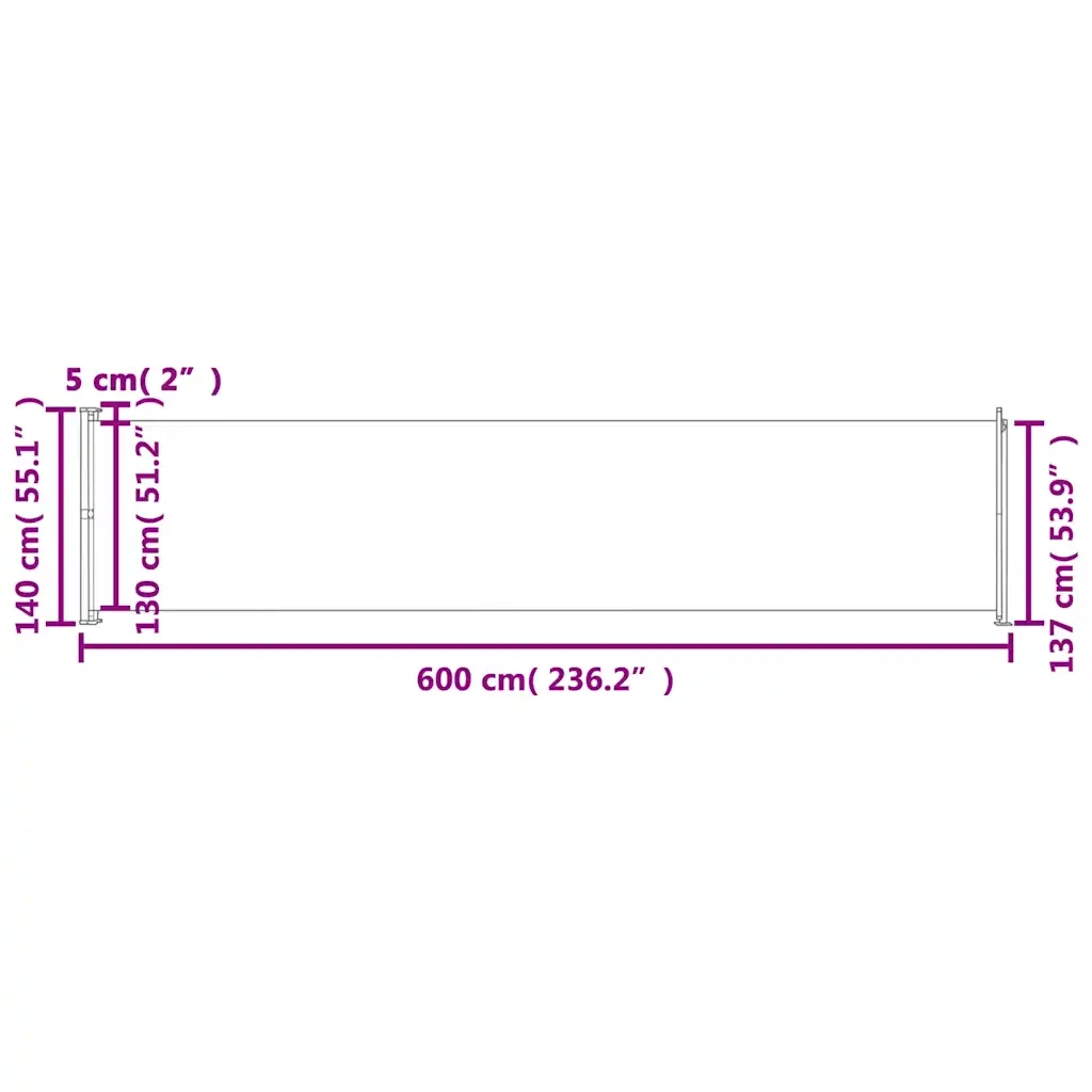 Tenda Laterale Retrattile per Patio-Tenda parasole per balcone 140x600 cm Crema