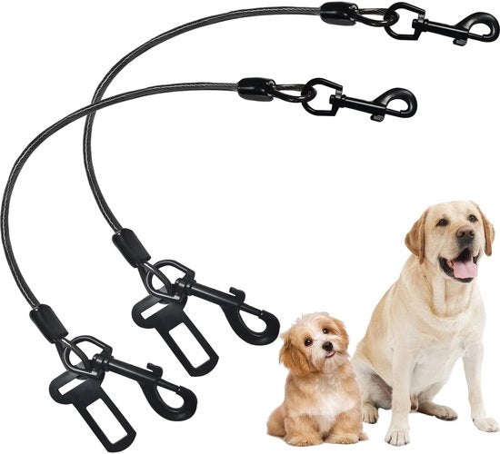 Harnas per auto per cani - Resistente all'abrasione - Cinturone per auto per cani - Harnas per veicoli - 2 Clip - Grucce robuste - 27,5 pollici / 70 CM