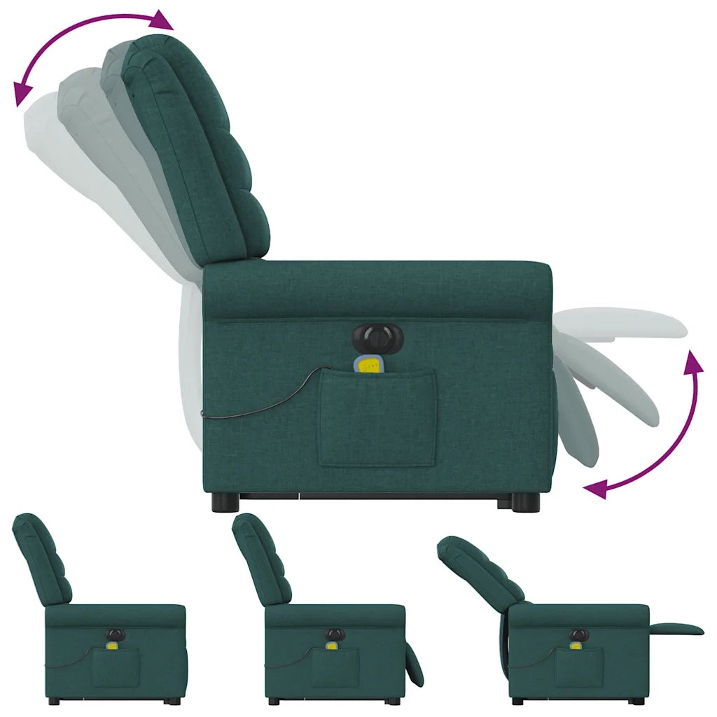 Poltrona Alzapersona Massaggiante Elettrica Verde Scuro Tessuto 3303350