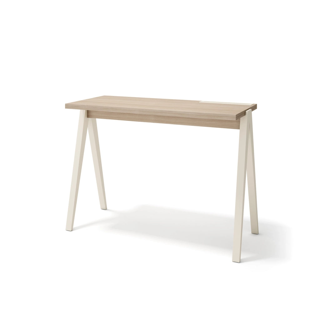 Scrivania Herdasa effetto noce chiaro gambe faggio in beige 75x107x49