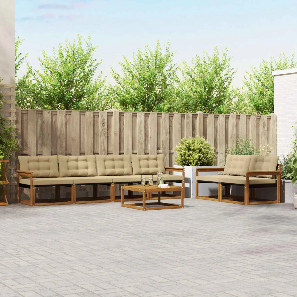 Set di divani da esterno con cuscino 7 pcs Naturale e Beige