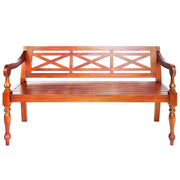 Panca Batavia 123 cm in Legno Massello di Mogano Marrone Scuro 337079