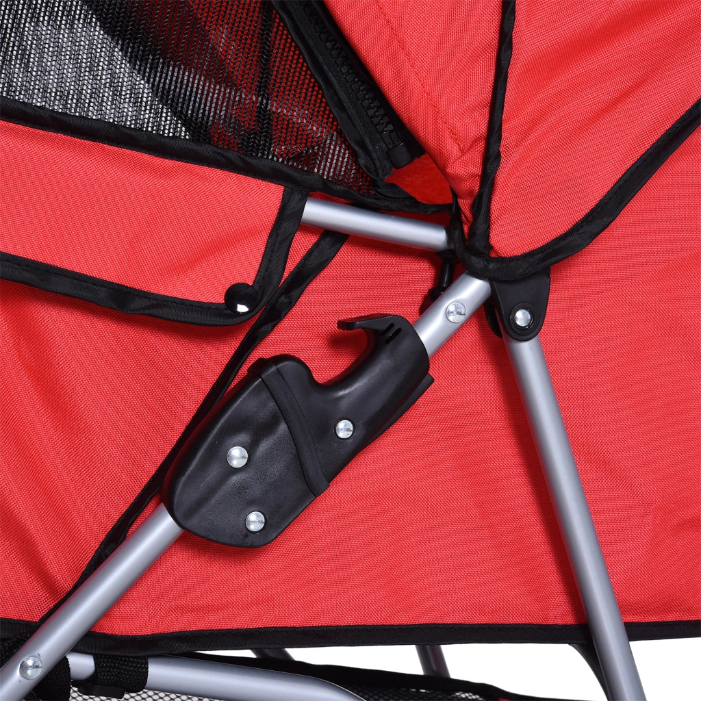 EasyComfort Passeggino per Cani Pieghevole in Tessuto con Cestino e Portabicchieri, 75x45x97cm - Rosso