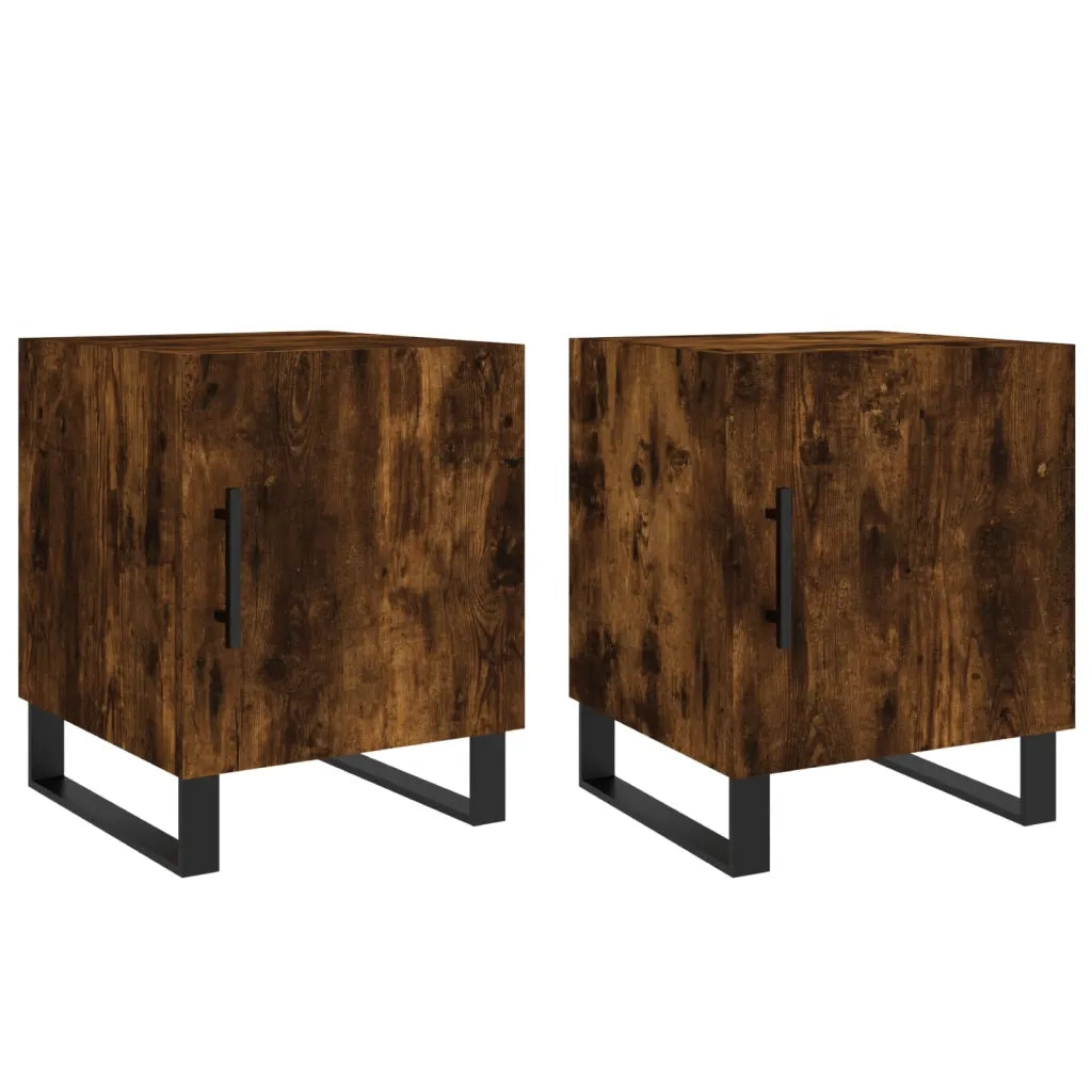 Comodini 2 pz-Set di 2 Tavolino da notte Rovere Fumo 40x40x50 cm in Legno Multistrato 742324