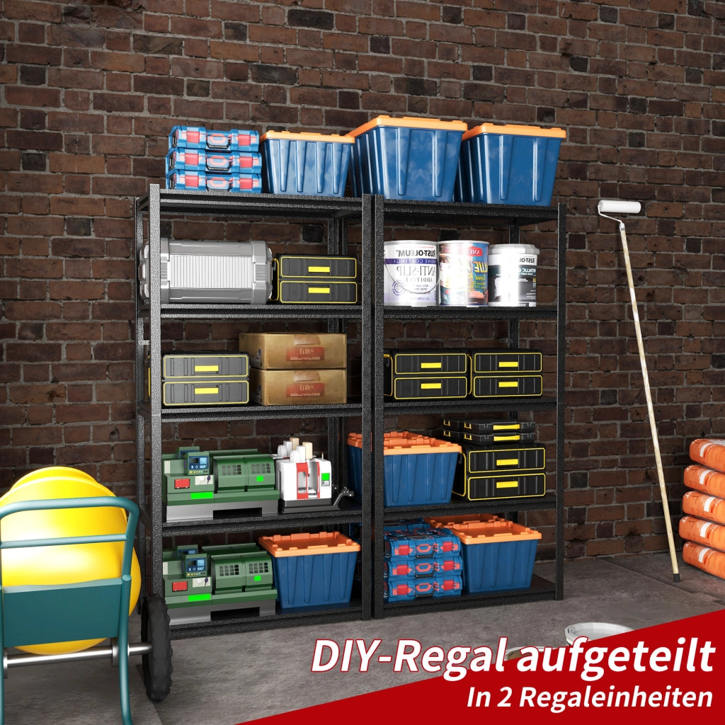 Scaffale Industriale in Metall con 5 Ripiani ¨C zephmum ¨C Grigio 160x80x40 cm