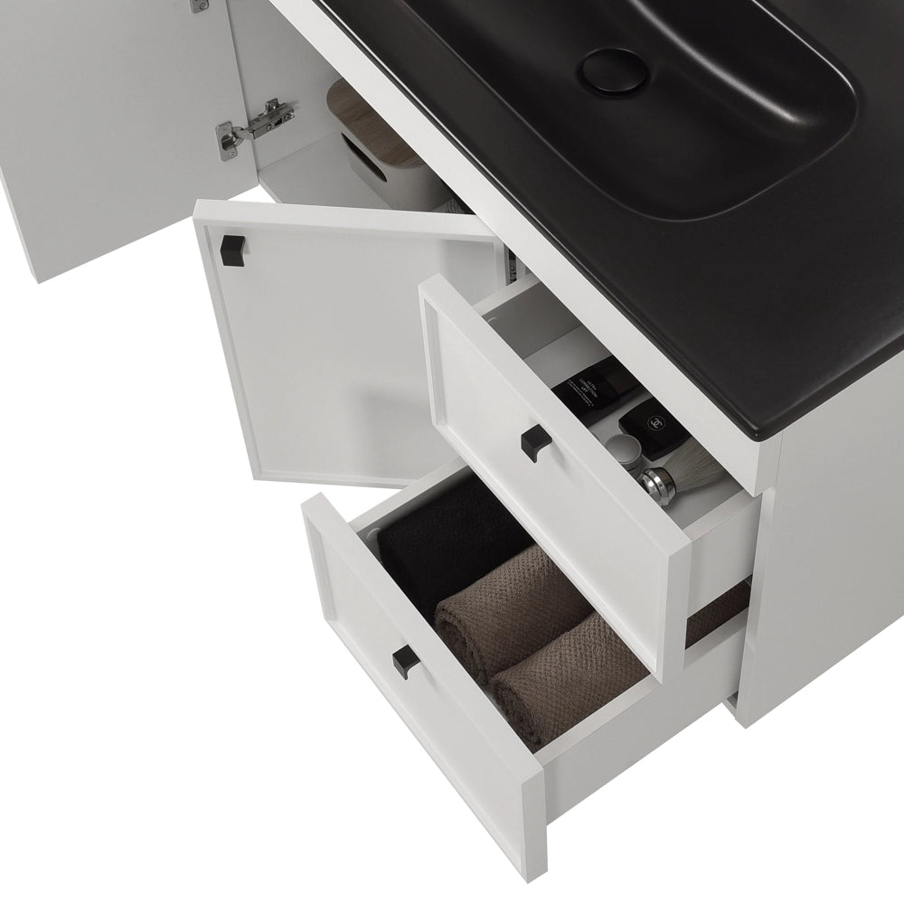 Mobile bagno sospeso 100cm bianco opaco con specchio e lavabo Craft
