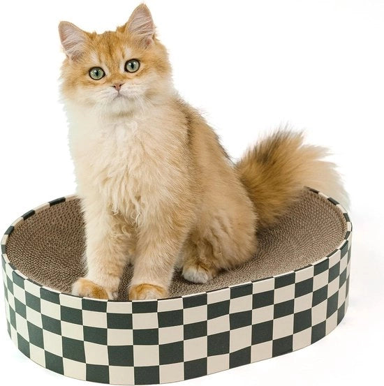 Pannelli per gatto 2 in 1, nido per gatto in forma ovale, pannelli lounge ondulati per gatto, mobili per gatto per divani & tappeti & divani (43x33x10cm)