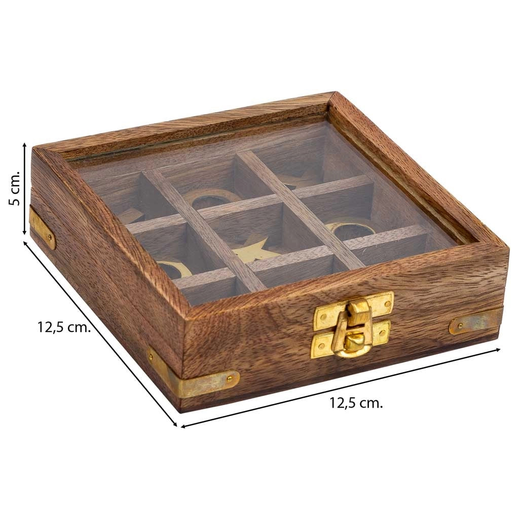 3 pz in linea scatola legno marrone 12.5x12.5x5h cm