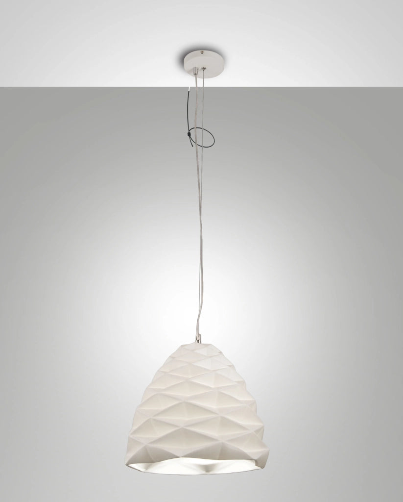 Duchessa Lampada a Sospensione in Metallo e Ceramica Bianca Ø300mm, attacco E27 40W, compatibile Smart Luce, Classe 1, Design Elegante