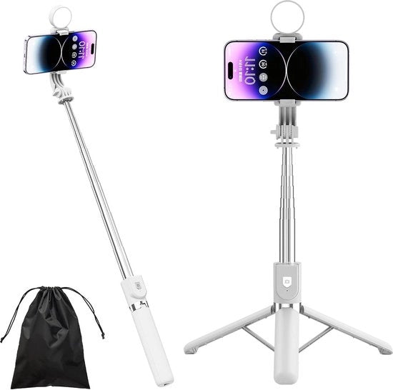 Astuccio selfie 4-in-1 con illuminazione - 127 cm estensibile - telecomando wireless - astuccio selfie per smartphone