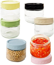 Saladiera in vetro riciclabile, 240 ml, 6 pezzi, portasalate con coperchio per salse, erbe, gelato, shot