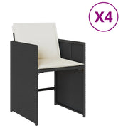 Sedie da Giardino con Cuscini 4 pz | Sedie da Esterno Nere in Polyrattan