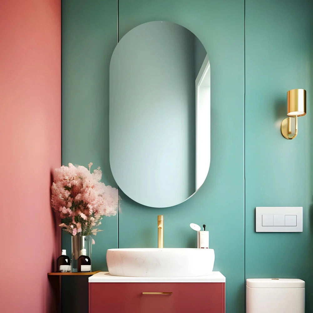Specchio da bagno ovale retroilluminato reversibile OLIVIA LED 50x100