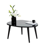 Frontone, Tavolino da Salotto Piano in Vetro Temperato, 75x55x38h cm Nero
