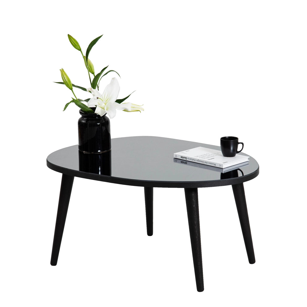 Frontone, Tavolino da Salotto Piano in Vetro Temperato, 75x55x38h cm Nero