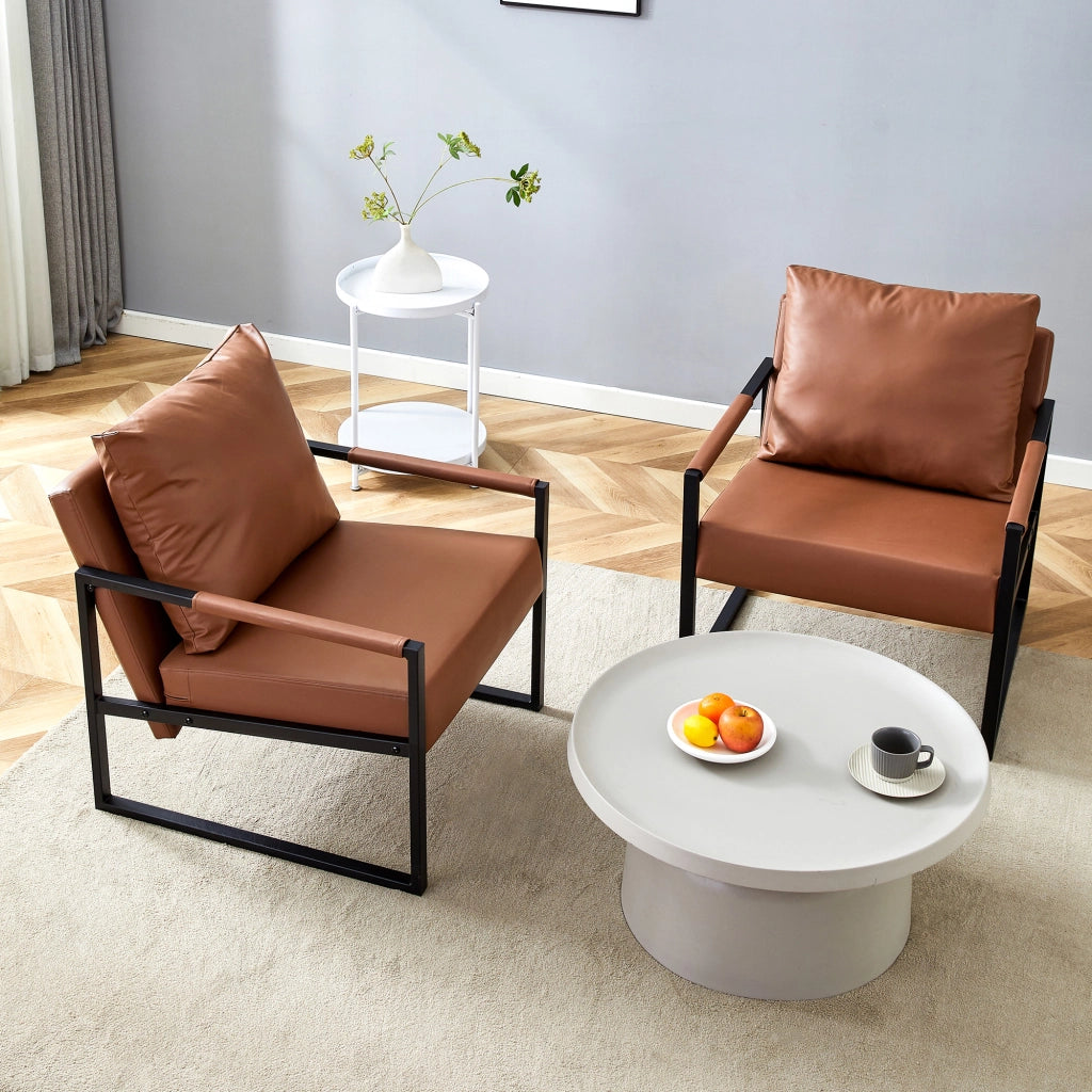 POLTRONA Relax 79x65x28 cm Marrone in PU e Metallo con Braccioli