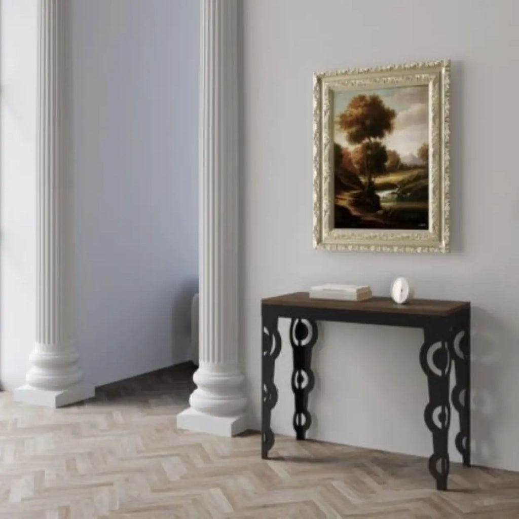 Consolle allungabile 90x40/300 cm Karamay Evolution noce telaio e gambe antracite