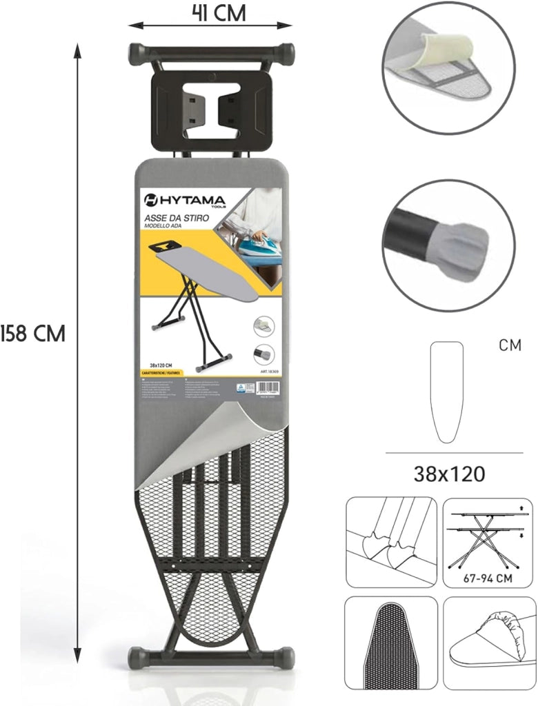 Tavolo Asse da Stiro con Piano in Rete Ada 120 x 38 cm HYTAMA