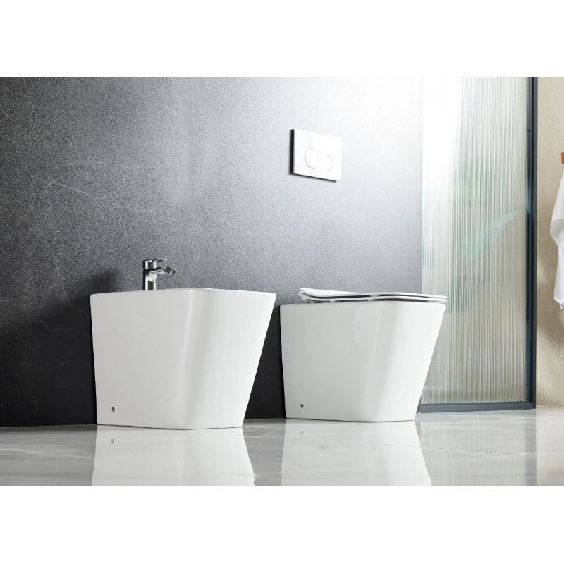 WC da appoggio bianco senza bordo Tornado DOUA 52,5x35,5x41 cm con sedile WC