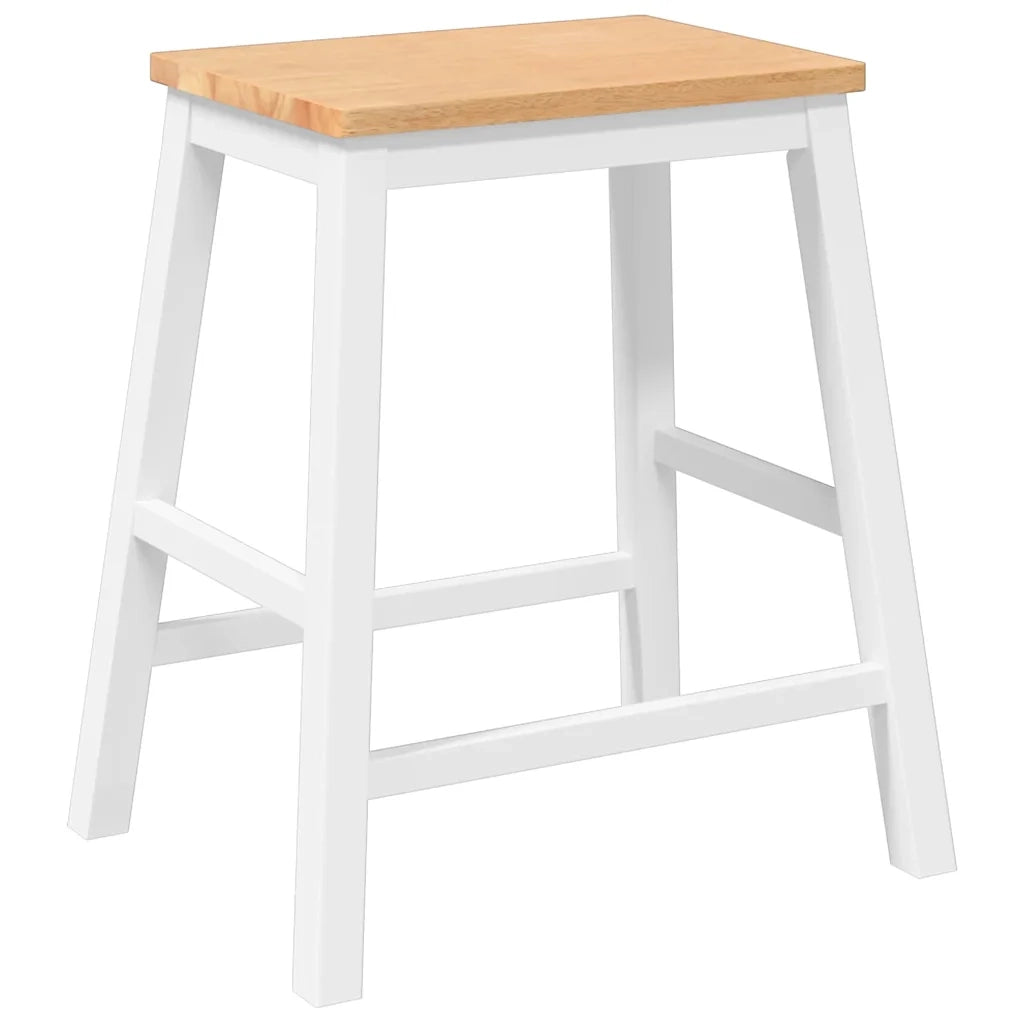 Sedie da Bar 2 pz Bianchi in Legno Massello di Hevea 4102581