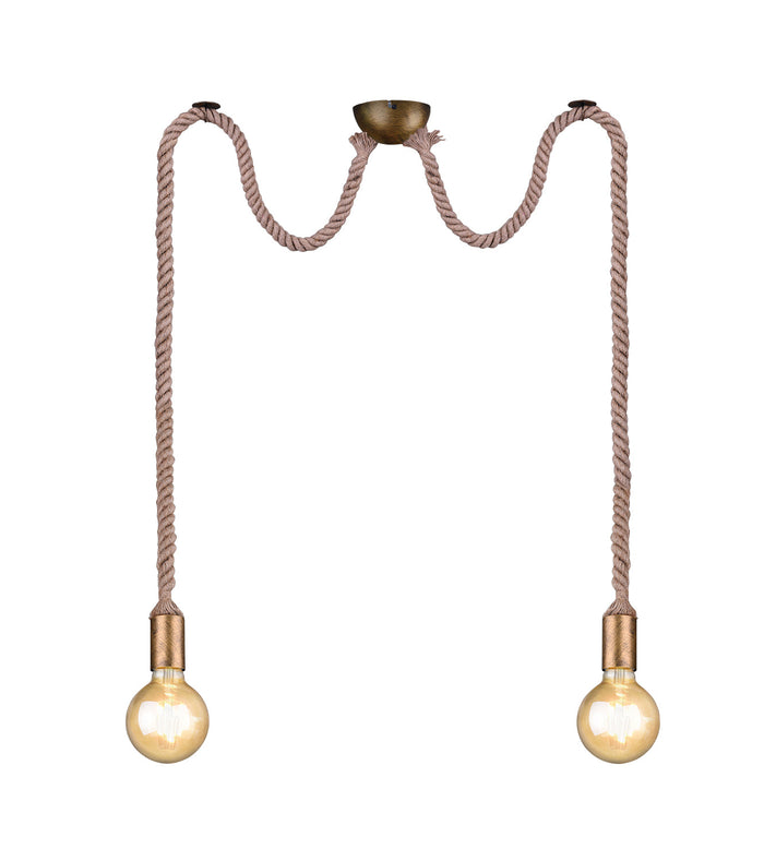 Lampada a Sospensione da Interno  E27 in Metallo Ottone Invecchiato