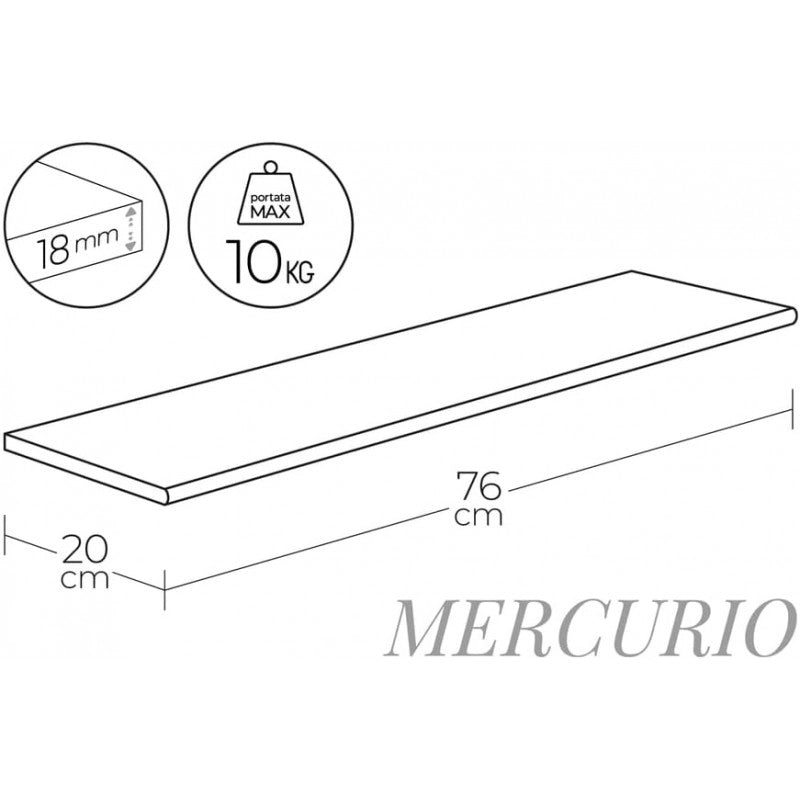 Mensola in legno Mercurio verniciato noce 1,8x20x76 | La scelta versatile per ogni spazio