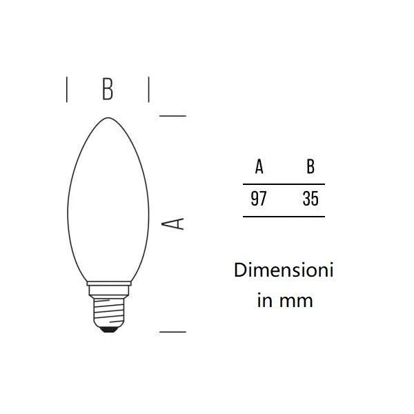 LAMPADINA OLIVA A LED 4,5W LUCE CALDA 2500K 420 LUMEN E14 VETRO AMBRATO BOT