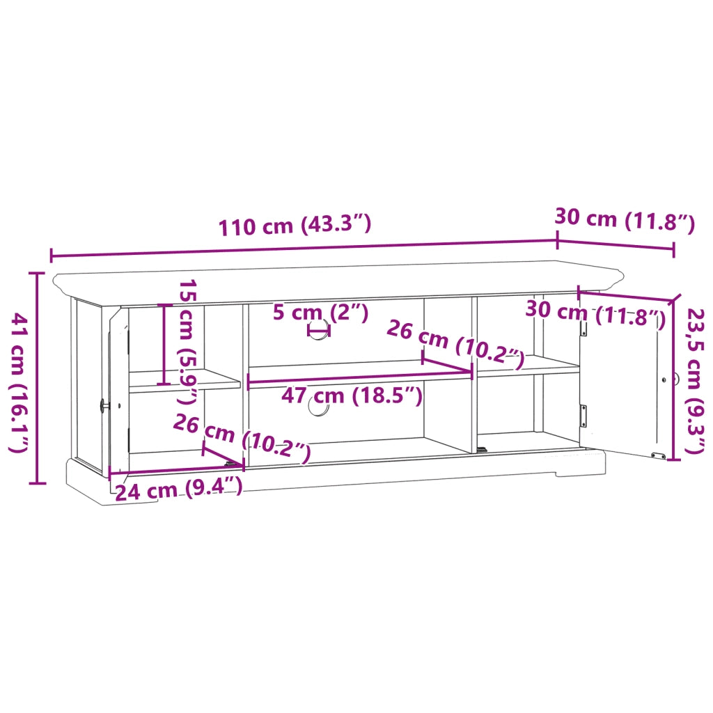vidaXL Mobile Porta TV Bianco 110x30x41 cm in Legno Multistrato