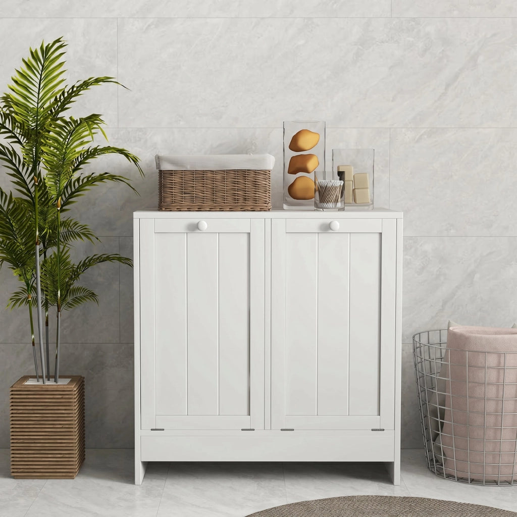 Armadietto da Bagno con Cestello Bianco ¨C Zephmum ¨C 66x33x68 cm