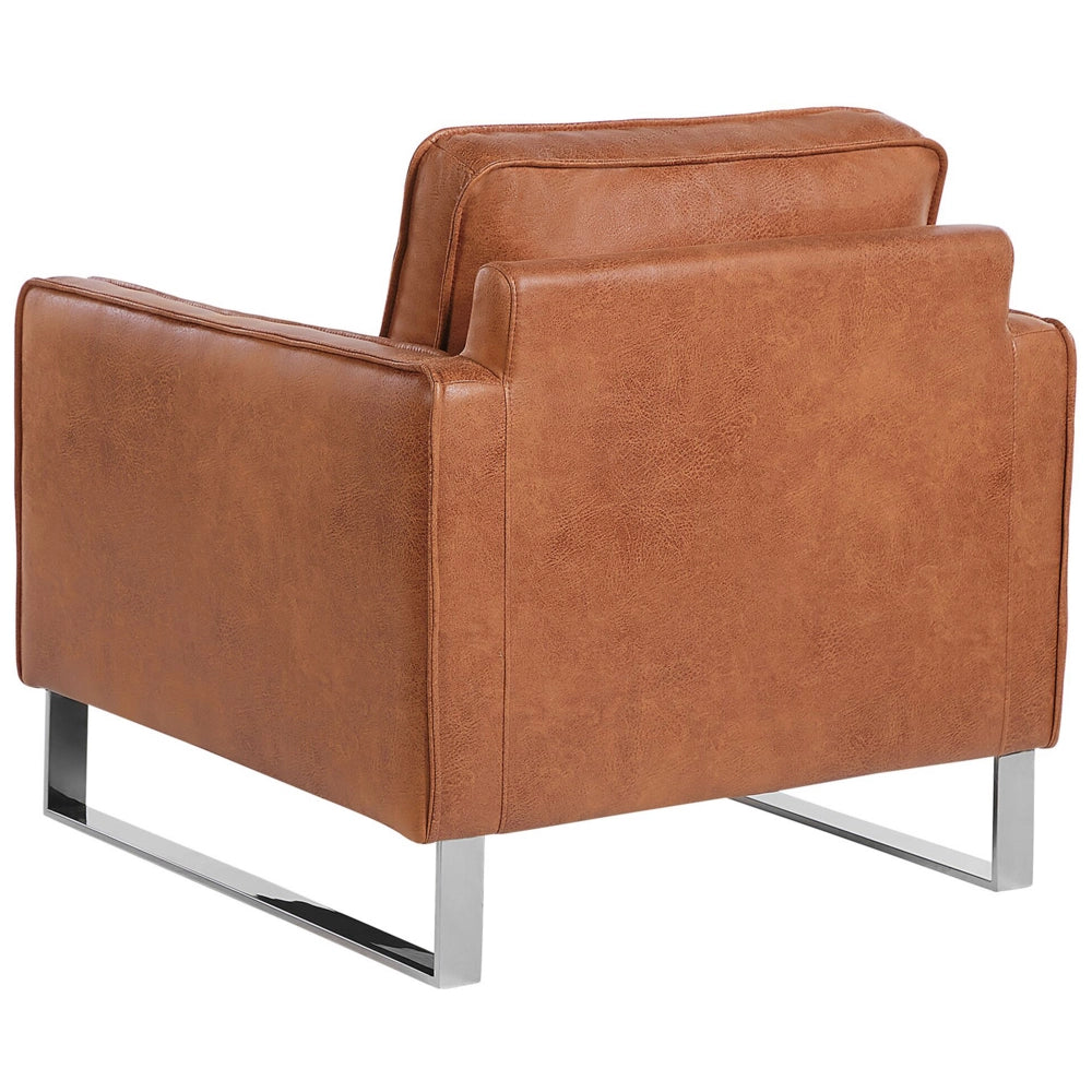 Poltrona Golden Brown Ecopelle Gambe in metallo Retro