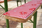 Set di Cuscini e Tovaglia per Tenda da Festa in Stile Rurale, 3 Pezzi, Rosso/Bianco/Multicolore