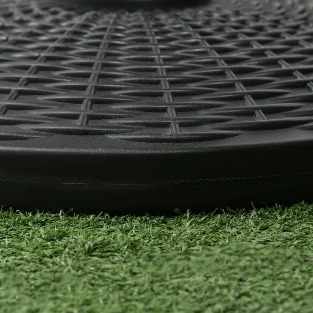 Base per Ombrellone Rotonda da 12,5kg Ø44,5 cm per Pali da Ø3,8 e Ø4,8 cm in HDPE Cemento e Acciaio Nero