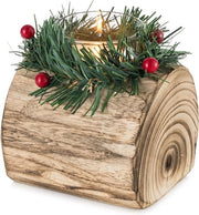 Supporto per candela in legno per decorazione di Natale - Candelabro a forma di tronco di legno di Natale - Decorazione da tavola per Natale - Festa - Focolare aperto - Notte di San Silvestro - Decorazione invernale - Regalo - 11 cm