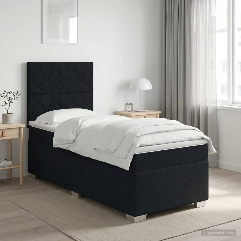 Letto box spring con materasso Nero 80 x 200 cm Tessuto 3453285