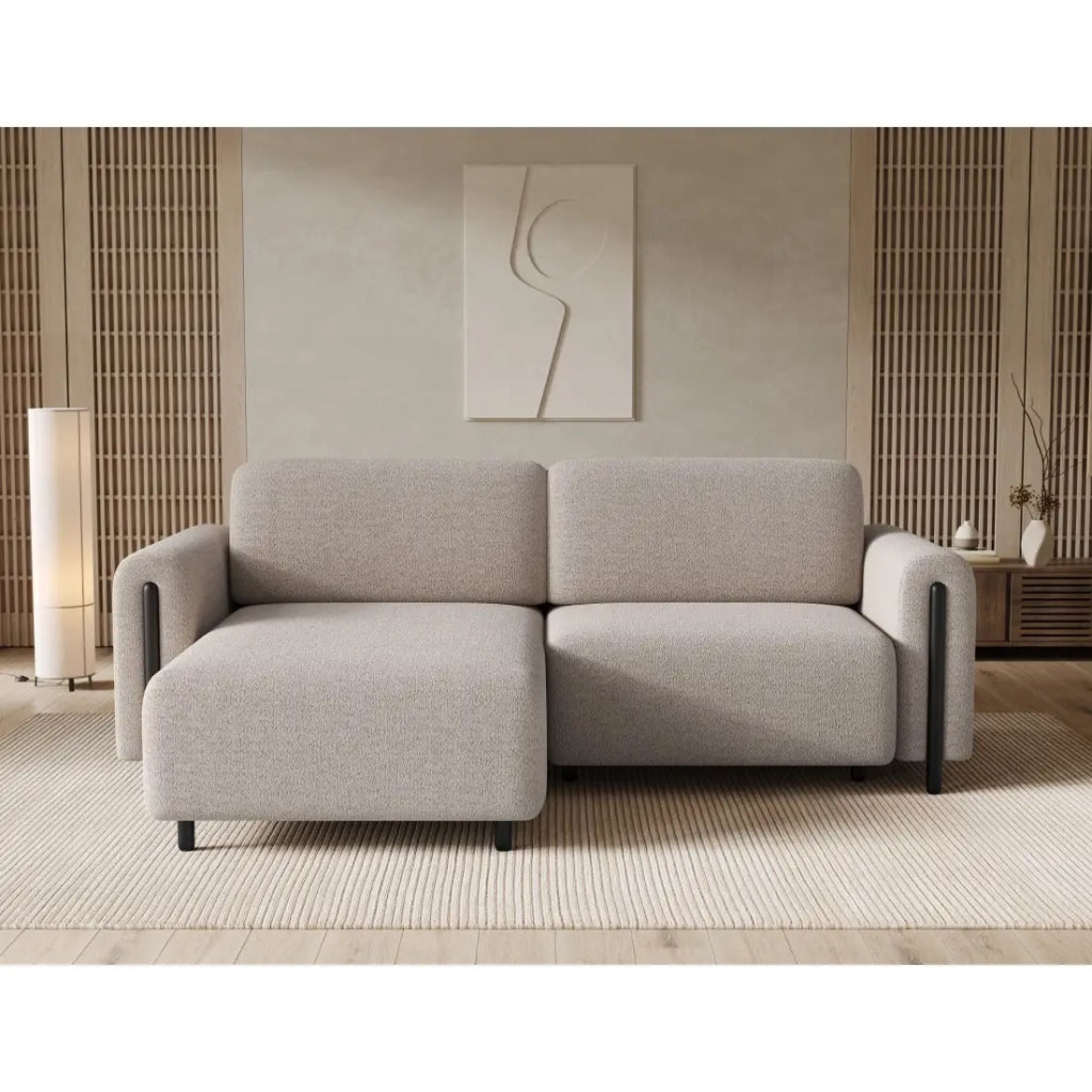 Divano ad angolo convertibile ARVESSA beige sabbia – Angolo sinistro con contenitore