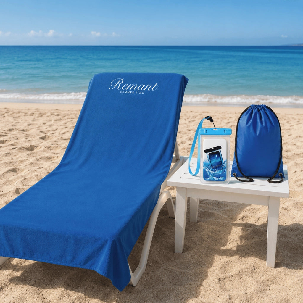 Set Mare 3 Pezzi con Telo Lettino 90x170 cm, Cover Subacquea Impermeabile per Smartphone e Sacca Zaino 33x40 cm – Kit Spiaggia Piscina Vacanze, Fantasie Assortite - IDEA REGALO