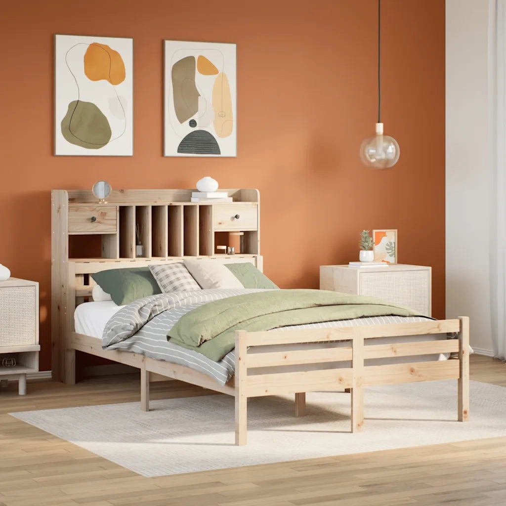 Letto Libreria senza Materasso 135x190 cm in Legno di Pino 3322253